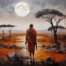 Wandbild Massai Krieger