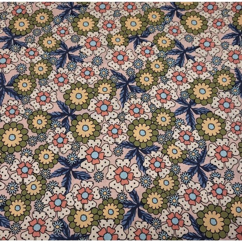 Viscosestoff blumen retro - 0,5m,