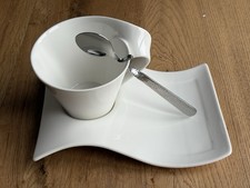 Villeroy & Boch NewWave Set Tasse Untertasse Löffel Premium Porcelain Gebraucht