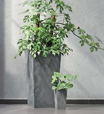 Pflanztopf Hoch Eckig Blumenkübel Blumentopf Beton Optik mit Einsatz 10 Größen