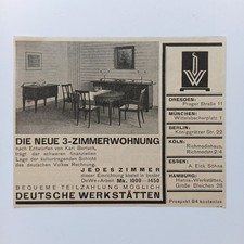 1930 Deutsche WK Möbel Werbeanzeige Werbung Reklame Print Ad