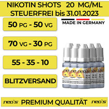 Nikotin Shots 20mg 5 10 30 50 100x 10ml Shot Base für e Liquid 50/50 70/30 NEOS