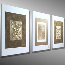 MALEREI BILDER GEMÄLDE -handgemalt GOLD KUNST Original Leinwand MICO 120x40