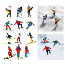 3er Set Resin Mini Ski Figuren