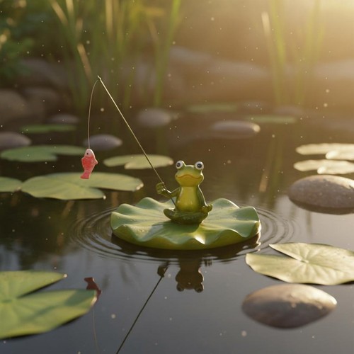 Angelnder frosch auf - frosch,