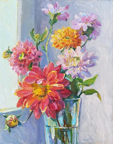 ölgemälde herbst dahlien - Ölgemälde,, herbst-dahlien