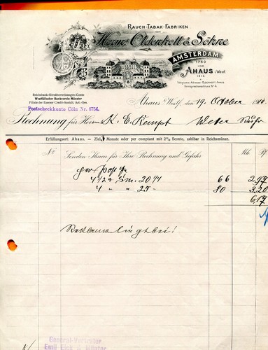 Rechnung 1910 - rechnung, 19.10.1910