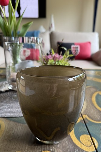 Unikat vase glas graugrün - unikat,