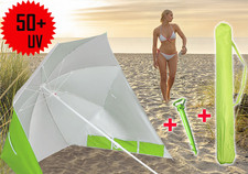 Sonnenschirm + Bodenhülse Strandschirm Strandmuschel Sonnenschutz Windschutz UV