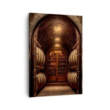 Wandbilder 50x70cm Leinwandbild Wein Fässer Keller Groß Bilder Art Wanddeko