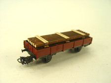 Niederbordwagen mit Holzmasten Ladegut  Märklin HO Wagen   - #73   #E - gebr.