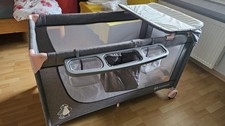 Kinderkraft Kinder Reisebett in rosa Grau mit Schaukel,Klappbar, Wickeltisch