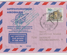 Berlin 261 auf Aerogramm d. Herm. Oberth-Gesellschaft 21.5.67