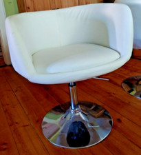 Rundsessel, Clubsessel, weiß mit Chromfuß