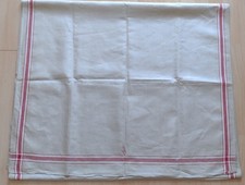 Antikes Mangeltuch/Rolltuch/Leinentuch beige mit roter Webkante