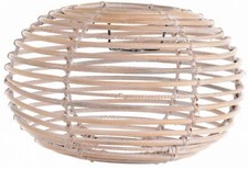 Lampenschirm Ø40cm Retro aus echtem Rattan Gestäbt für E 27  (Vintage Weiß)