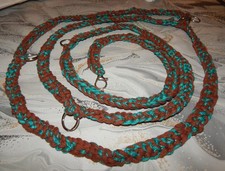 leichte HUNDELEINE*freie Hände*Karabiner+5 Ringe 310 cm lang BRAUN/GRÜN UNIKAT