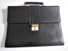 Hochwertige Aktentasche LEDER schwarz Vintage,  Metallschließe mit Schlüssel
