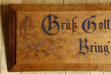 Altes Holzschild groß antik Brandmalerei Spruchbild Sinnspruch Haussegen 100cm
