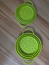 2 Stk Küchensieb faltbar grün 17 cm und 21 cm Camping Sieb Küche