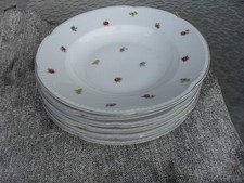 6 Suppenteller Dürocor Streublume mit Goldrand aussen aus Nachlass