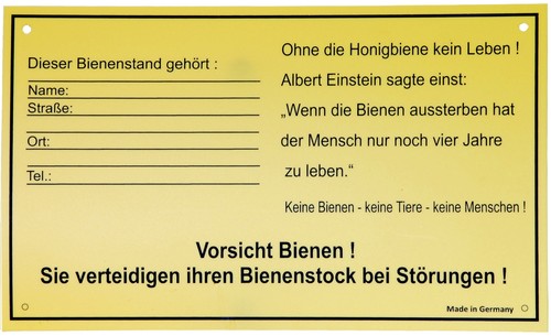 Schild für bienenstand dr - schild,