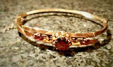 GELB GOLD 585 / 14k Armreif, SEHR EDEL u. ELEGANT mit Granaten und PERLEN