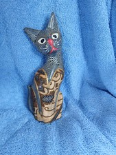 witzige  Katzenfigur aus Holz,  aus Sammlung, ca 20 cm hoch
