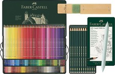 Faber-Castell Polychromos 120 Farbstifte + Castell 9000 Art + Zubehör Bundle