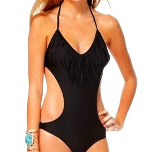 Kensie black fringe - fringe, cutout