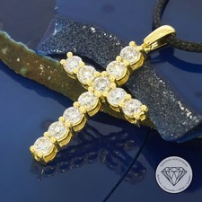 Wert 13.750,- Herrlicher Brillant Kreuz Anhänger 585 / 14 Karat Gelb Gold xxyy