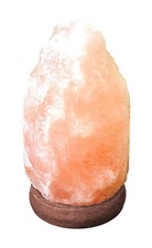 GLOBO STONE Tischleuchte Salzkristall naturfarben, LED - Dekoleuchte aus Holz un