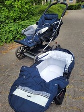 Emmaljunga Super Nitro blau mit Babywanne Sportaufsatz, Zubehör - guter Zustand