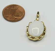 Anhänger oval Solitär Voll Milch Opal 585 Gold