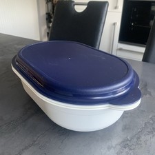 Tupperware Küchenchef Siebservierer 4,0 l oval Weiß  blau