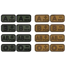 Klettabzeichen Blutgruppe Patch 3D Abzeichen BW Miltär Army Gummi 5x2,5cm Coyote