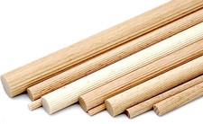 Holzrundstab Buche geriffelt Ø 6 - 16mm  Länge 1000mm Dübelstange Rundholz Dübel