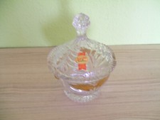 Kristallschale mit Deckel, Bleikristall, "Anna Hütte", neuwertig, Dekor Carat