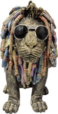 Dekofigur Löwe mit Brille 20 cm gold  Dekofigur