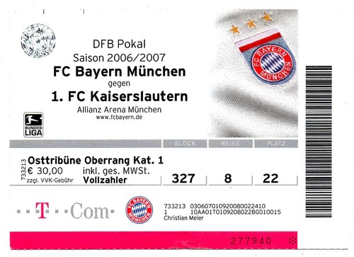 Ticket pokal bayern - pokal, fc