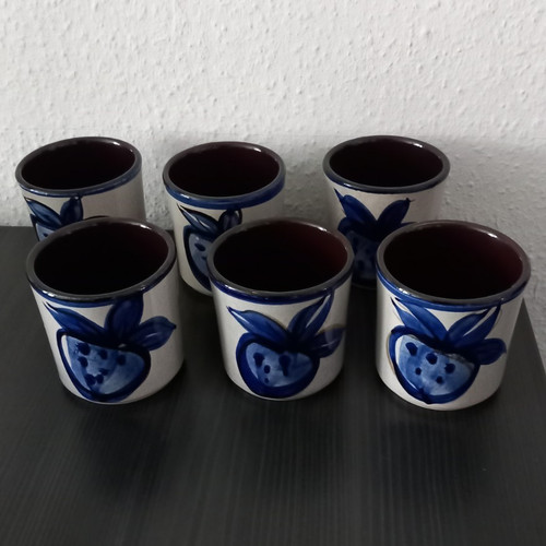 Keramik becher handbemalt - 6x,