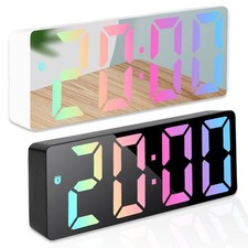 LED Digitaler Wecker Tischuhr Schlummerfunktion Alarmwecker Spiegel Weiß Schwarz