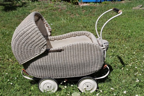Ddr korb puppenwagen - korb, weiß