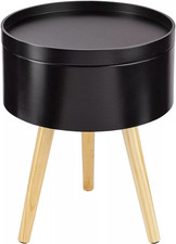 ONVAYA® Beistelltisch Sofia aus Holz | Schwarz | Holz | Ø 35 cm Couchtisch rund