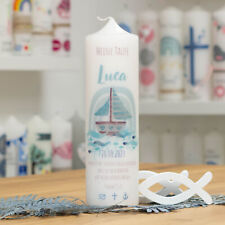 meinkerzenshop® Taufkerze mit Designdruck LUCA für Junge und Mädchen