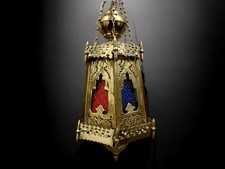 vintage orientalische massiv Messing Decken Lampe Brass Mosque Lamp Afghan 24/K