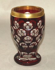 Alter Ranftbecher Kristall Böhmen rot Goldrand Weinglas Pokal rubinrot vergoldet