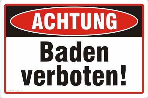 Baden verboten achtung schild - verboten,