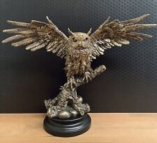 Figur Eule 34x47 cm Uhu Skulptur Kunst Dekofigur Kautz Deko Vogel gold / bronze