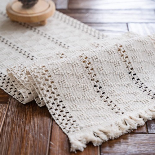Makramee tischläufer beige - makramee,